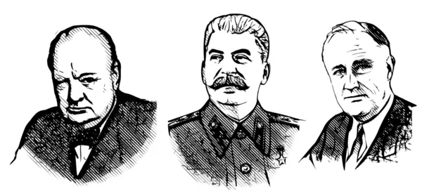 Churchill, staline et roosevelt — Image vectorielle