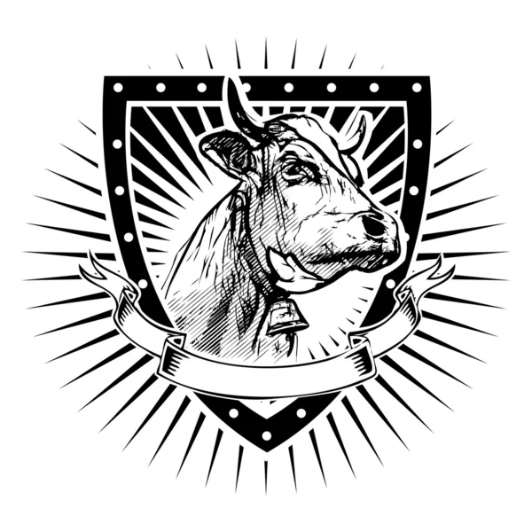 Escudo vaca — Vetor de Stock