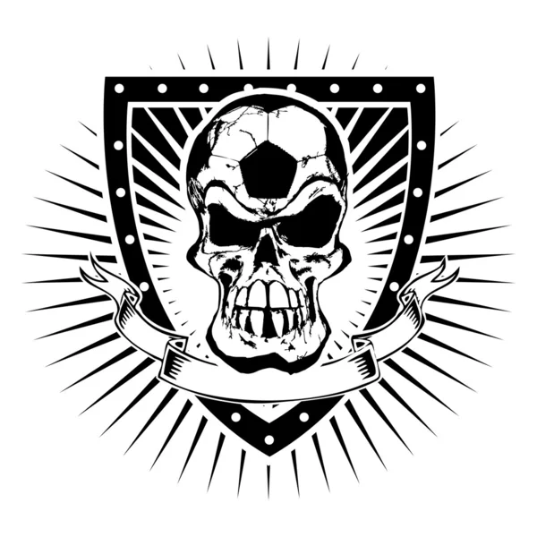 Soccer skull shield — Stock Vector