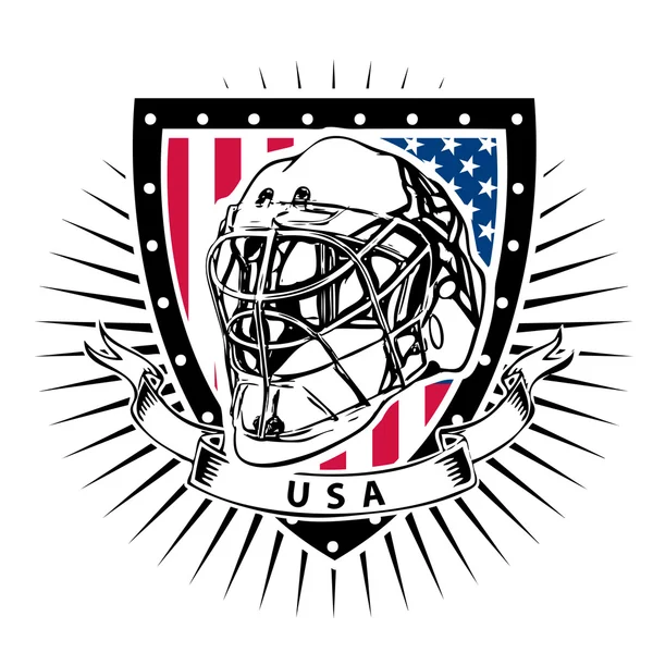 USA casco da hockey su ghiaccio scudo — Vettoriale Stock