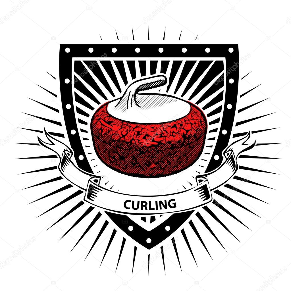 Curling stone on the shield