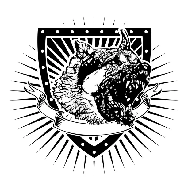 Сердитий Німецька вівчарка щит — стоковий вектор