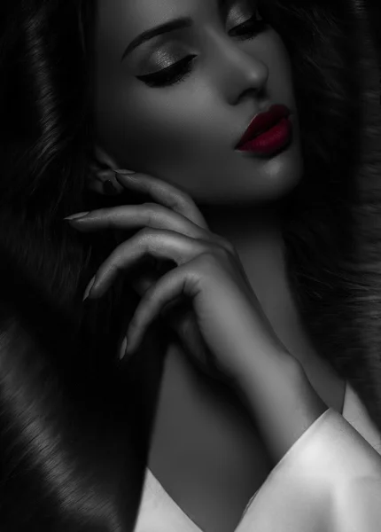 Black and white red lips — Stock Photo, Image