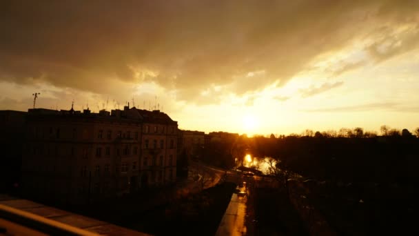 城市间隔拍摄日落 — 图库视频影像