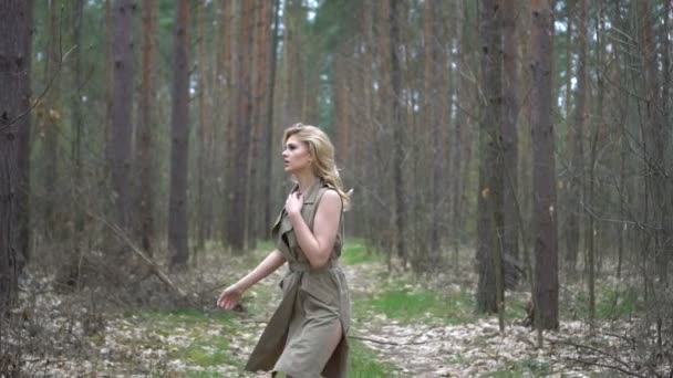 Femme blonde dans la forêt — Video