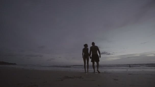 Ζευγάρι ερωτευμένο στην παραλία — Αρχείο Βίντεο