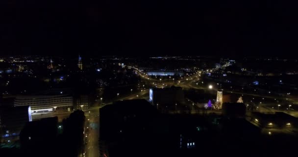 Antena: Wrocław nocą, Polska — Wideo stockowe