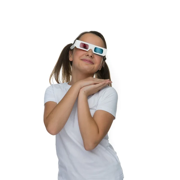 Chica joven con gafas 3d — Foto de Stock