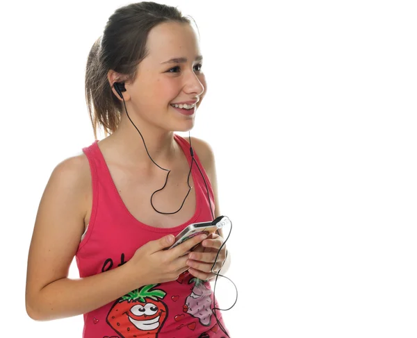 Feliz chica joven disfrutando de su música — Foto de Stock