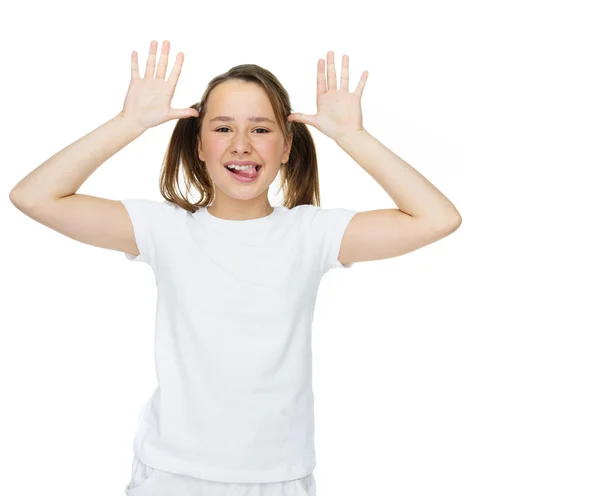 Young girl pulling a funny face — Stock Photo, Image