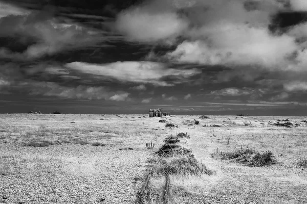 Campo muito largo em preto e branco — Fotografia de Stock