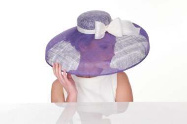 Mysterious Woman in Elegant Light Violet Hat clipart