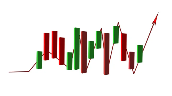 3D-aktiemarknaden graf isolerad på vit bakgrund — Stockfoto