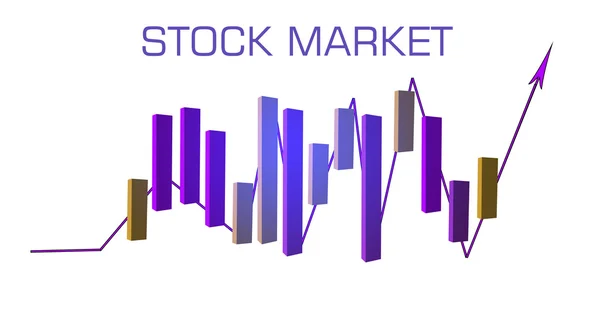 3D Stock Market Graph elszigetelt fehér Background — Stock Fotó