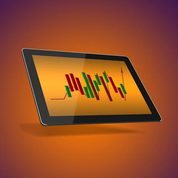 Tablet met de stock market — Stockfoto