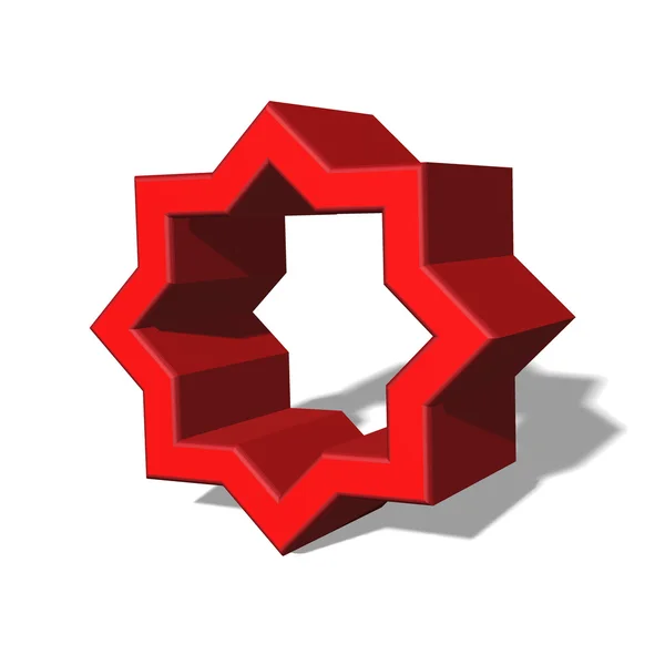 3D červené prázdný tvar hvězdy ze dvou společných čtverců — Stock fotografie