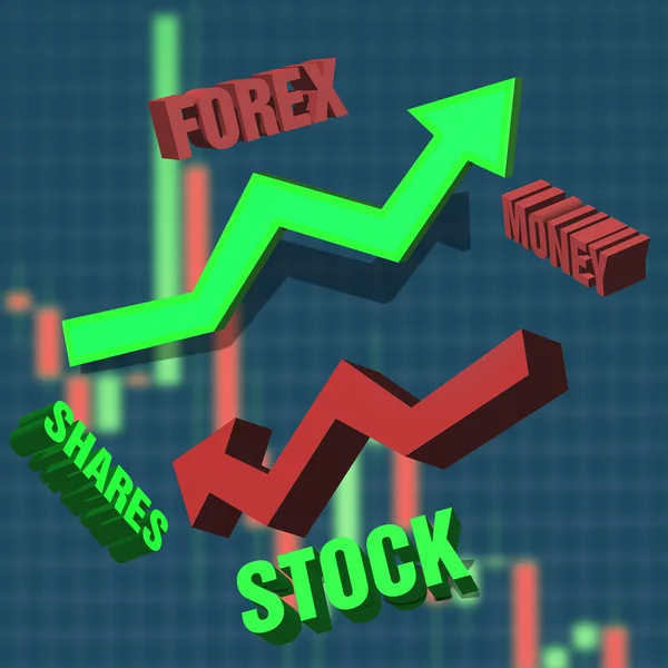 Růst a snížení forex a akcie — Stock fotografie
