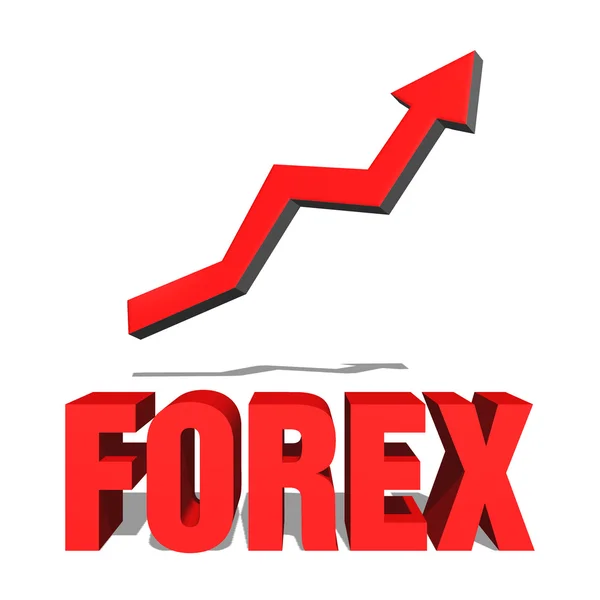 Seta mostrando tendência positiva acima da palavra FOREX — Fotografia de Stock