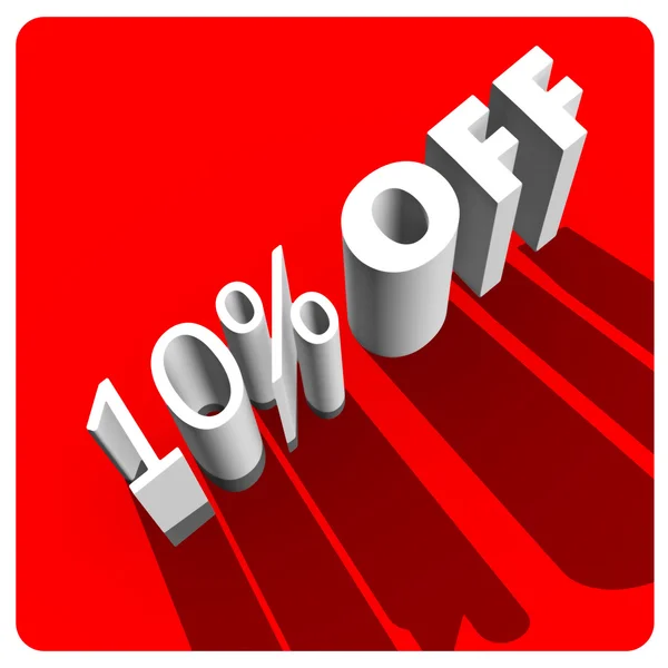 10 procents rabatt på vita 3d bokstäver — Stockfoto