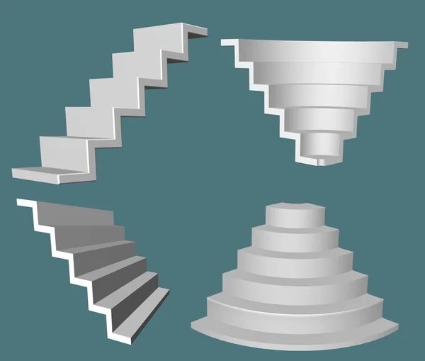 Vier Arten von Treppen in 3D — Stockfoto