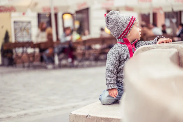 Happy little baby boy wearing hat — Stock Photo, Image