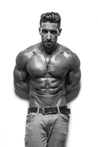 Fitness male model with sixpack — Stock Photo, Image