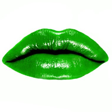güzel yeşil kadının dudakları Close-Up