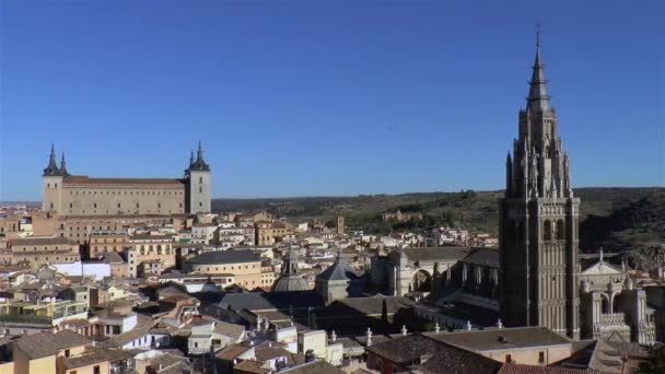 Toledo Városa Spanyolország Történelmi Negyed Panorámás Kilátás — Stock videók
