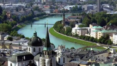 High angle view of the City of Salzburg, Austria.