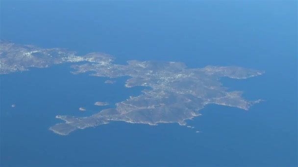 Sorvolando Isole Greche Aereo Passeggeri Che Sorvola Isole Greche Mar — Video Stock
