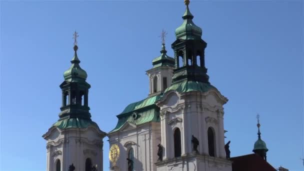 Kościół Mikołaja Pradze Zabytkowy Kościół Mikołaja Starym Mieście Praga Czechy — Wideo stockowe