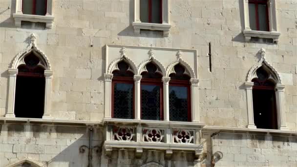 Detalhes Arquitetônicos Antiga Split Croácia Old Town Hall — Vídeo de Stock