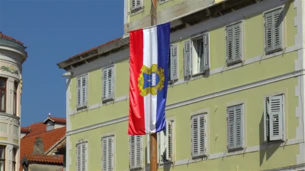 Bandiera Della Città Croata Spalato Colori Vivaci Luminosa Bandiera Croata — Video Stock