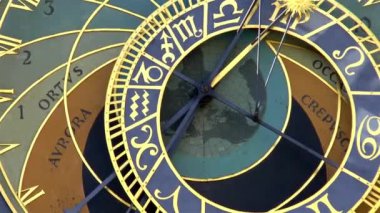 Astronomik saat, Prag. Yakın plan, Çek Cumhuriyeti Prag astronomik saatinin detaylı görüntüsü.