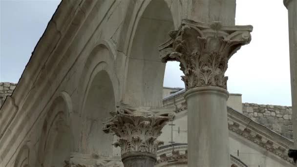 Detail Van Romeinse Architectuur Split Kroatië Paleis Van Diocletianus Romeinse — Stockvideo