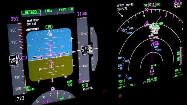 Instrumentos Voo Noite Imagens Aéreas Reais Painel Instrumentos Voo Avião — Vídeo de Stock