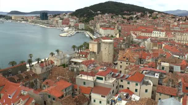 Vue Angle Élevé Vieille Ville Split Croatie Vue Angle Élevé — Video