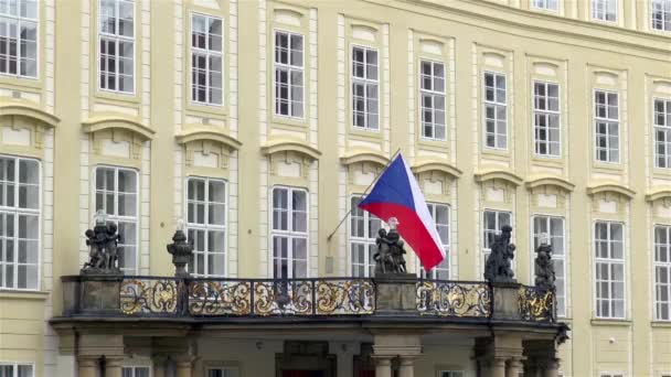 Bandeira Nacional República Checa Castelo Praga Bandeira Nacional República Checa — Vídeo de Stock