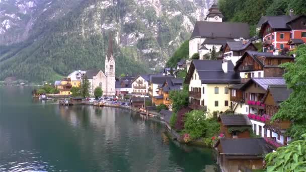 Miasto Hallstatt Austria Malownicze Miasto Hallstatt Stanie Górna Austria — Wideo stockowe