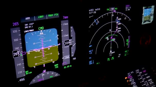 Instrumentos Voo Noite Imagens Aéreas Reais Painel Instrumentos Voo Avião — Vídeo de Stock