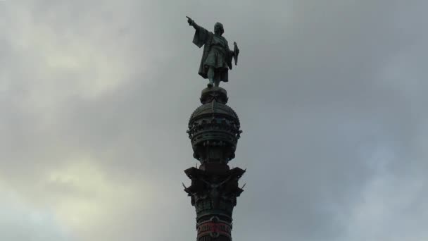 Монумент Колумба Мірадор Колум Барселона Каталонія Іспанія — стокове відео