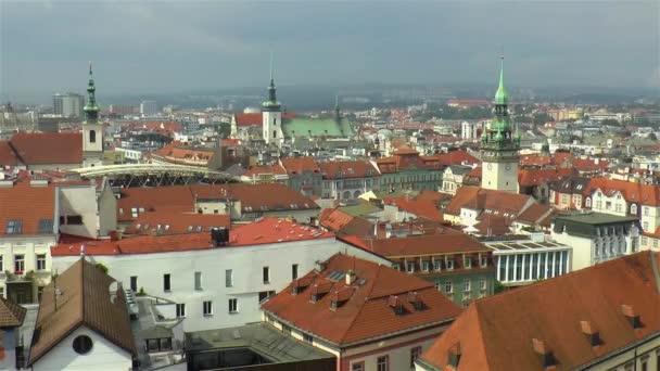 Hoge Hoek Uitzicht Stad Brno Tsjechië — Stockvideo