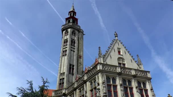 Middeleeuws Gebouw Brugge België Burghers Lodge Poortersloge — Stockvideo