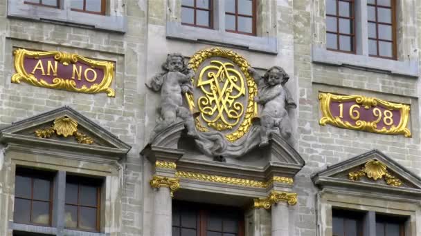 Architectonische Details Grote Markt Markt Van Brussel België — Stockvideo