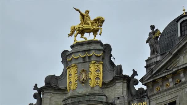 Szczegóły Architektoniczne Grand Place Rynek Brukseli Belgia — Wideo stockowe