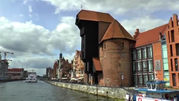 Galleon Wyjeżdża Gdańska Wycieczkę Turystyczną Westerplatte Nad Bałtyk — Wideo stockowe