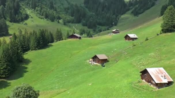 Kabelbaan Afdaling Van Mount First Naar Grindelwald Zwitserland Prachtig Uitzicht — Stockvideo