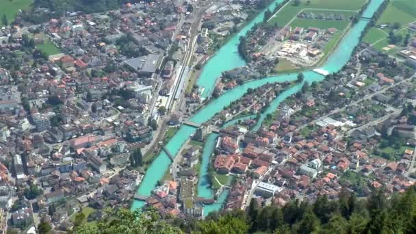 High Angle View Popular Town Interlaken Interlaken Oberhasli Switzerland — Stock Video