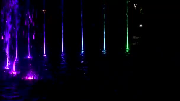 Multimedialny Park Fontann Nocne Światło Pokaz Wody — Wideo stockowe