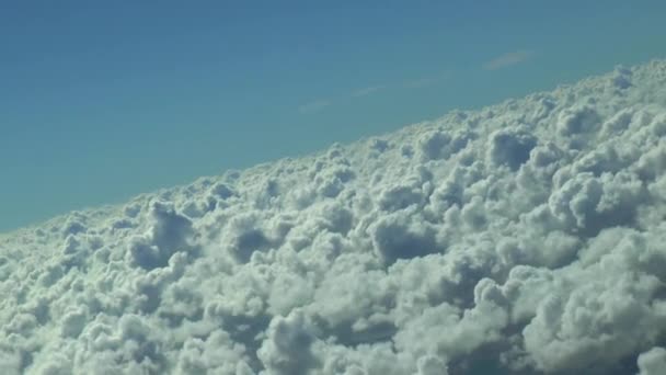 Einem Verkehrsflugzeug Über Den Wolken Drehen Tatsächliche Höhenaufnahmen — Stockvideo